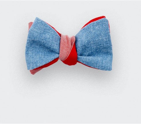 CINABRE Paris - Bow Tie - Denim Rouge - Made in France