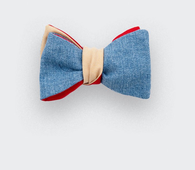 Bow Tie Yellow Denim - cotton and wool - Cinabre Paris