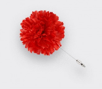 Flower Lapel Pin Red Silk - Cinabre Paris