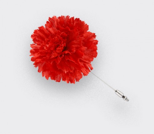 Flower Lapel Pin Red Silk - Cinabre Paris