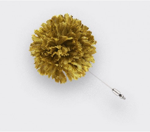 Flower Lapel Pin Yellow Silk - Cinabre Paris