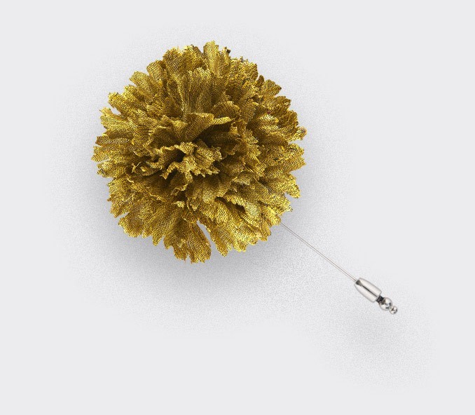 Flower Lapel Pin Yellow Silk - Cinabre Paris