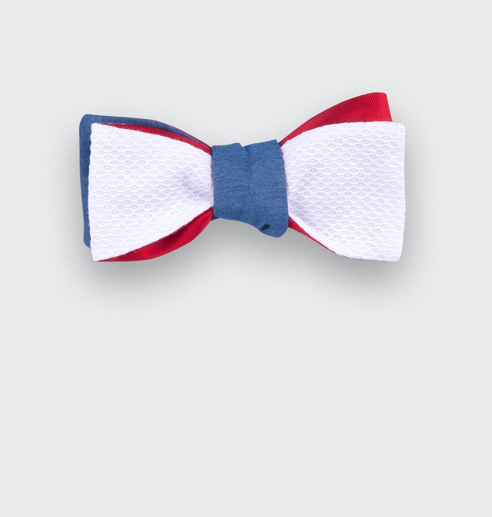 Piqué Denim Slim Bow Tie - Cinabre Paris