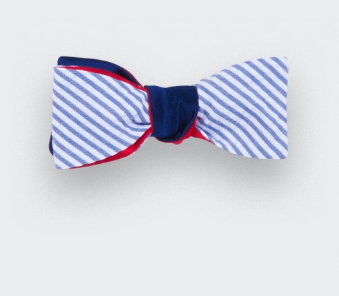 Seersucker satin Slim Bow Tie  - Cinabre Paris