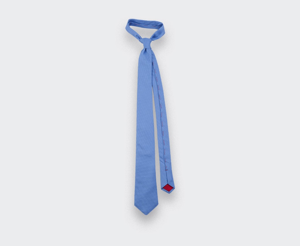 Blue Woven Silk Tie - Cinabre Paris