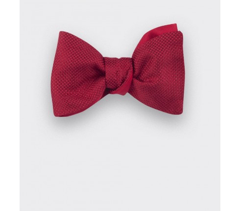 Red Woven Silk bow tie - silk - handmade in France by CINABRE Paris