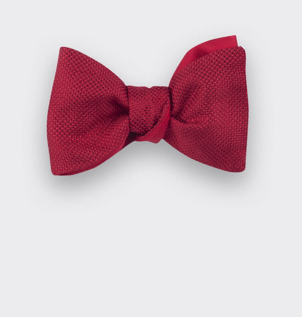 Red Woven Silk bow tie - silk - handmade in France by CINABRE Paris