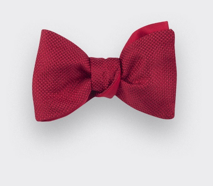 Red Woven Silk bow tie - silk - handmade in France by CINABRE Paris