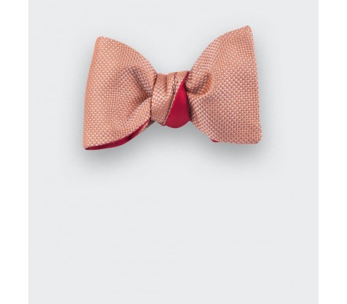 Orange Woven Silk bow tie - silk - handmade in France by CINABRE Paris