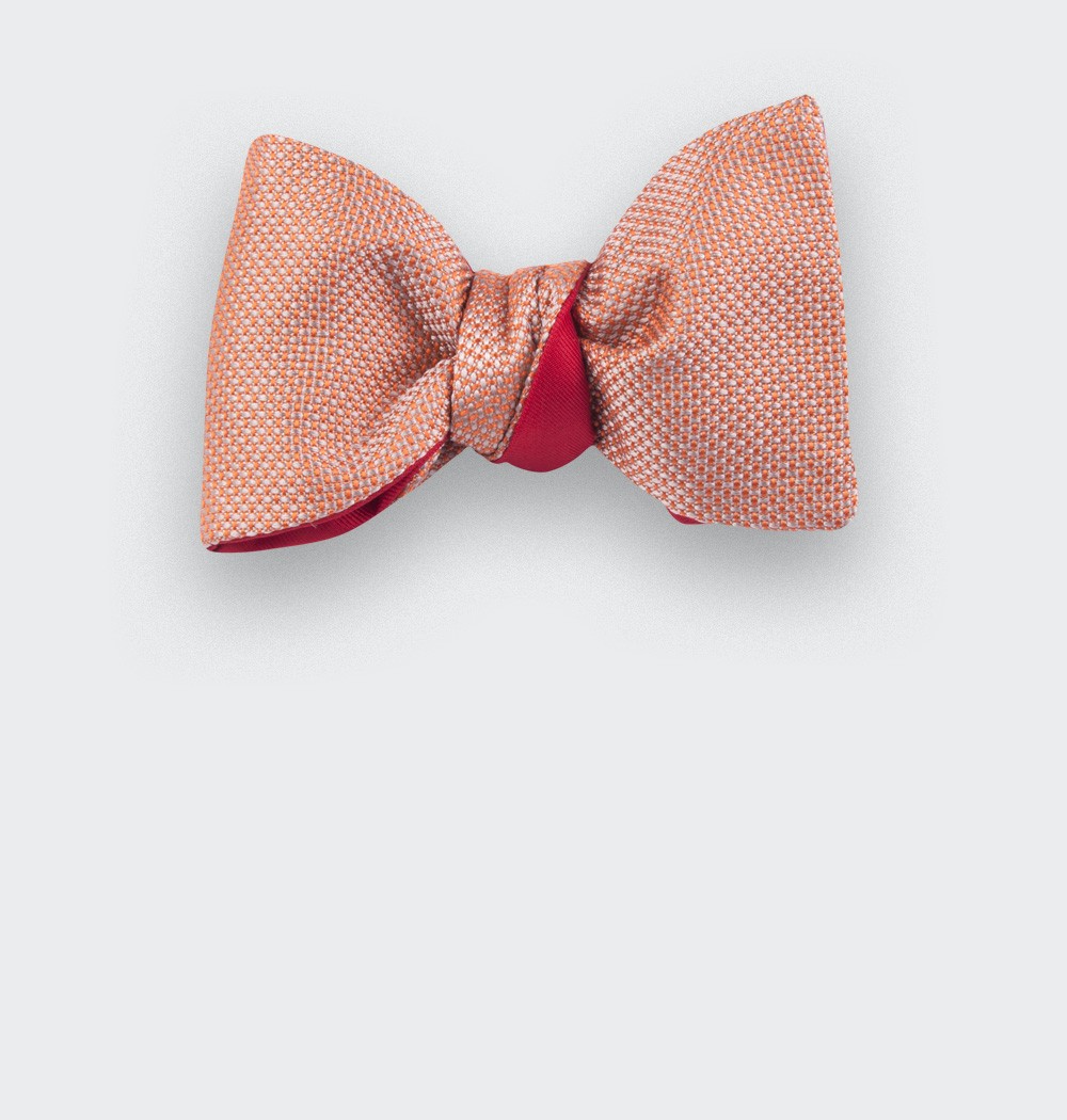 Orange Woven Silk bow tie - silk - handmade in France by CINABRE Paris