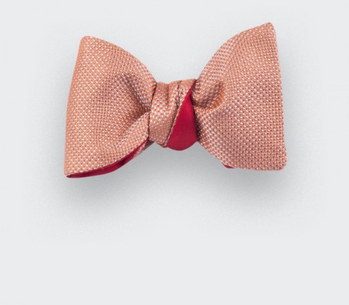 Orange Woven Silk bow tie - silk - handmade in France by CINABRE Paris