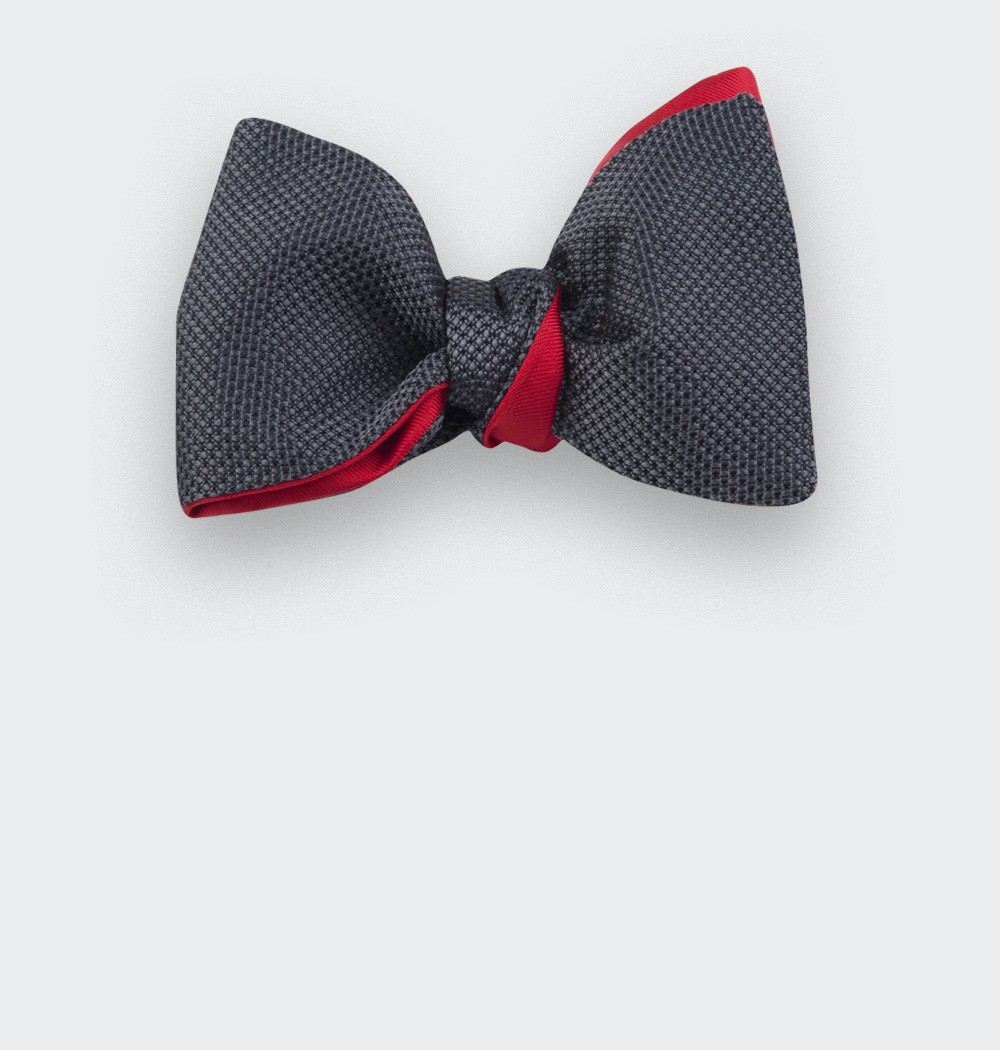 Grey Woven Silk bow tie - silk - handmade in France by CINABRE Paris