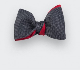 Grey Woven Silk bow tie - silk - handmade in France by CINABRE Paris