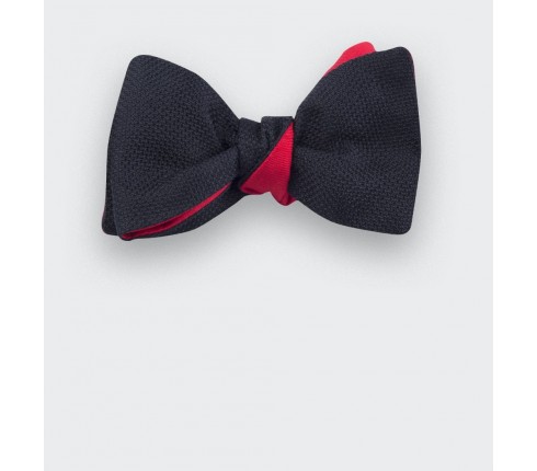 Black Woven Silk bow tie - silk - handmade in France by CINABRE Paris