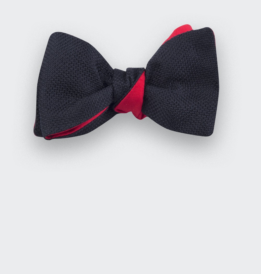 Black Woven Silk bow tie - silk - handmade in France by CINABRE Paris