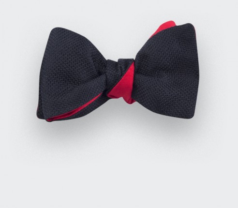 Black Woven Silk bow tie - silk - handmade in France by CINABRE Paris