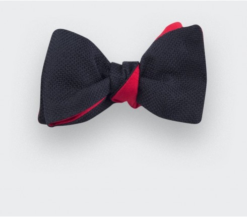 Black Woven Silk bow tie - silk - handmade in France by CINABRE Paris