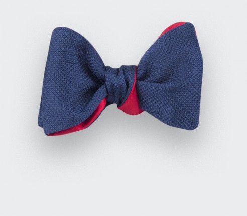 Navy Blue Woven Silk bow tie - silk - handmade in France by CINABRE Paris