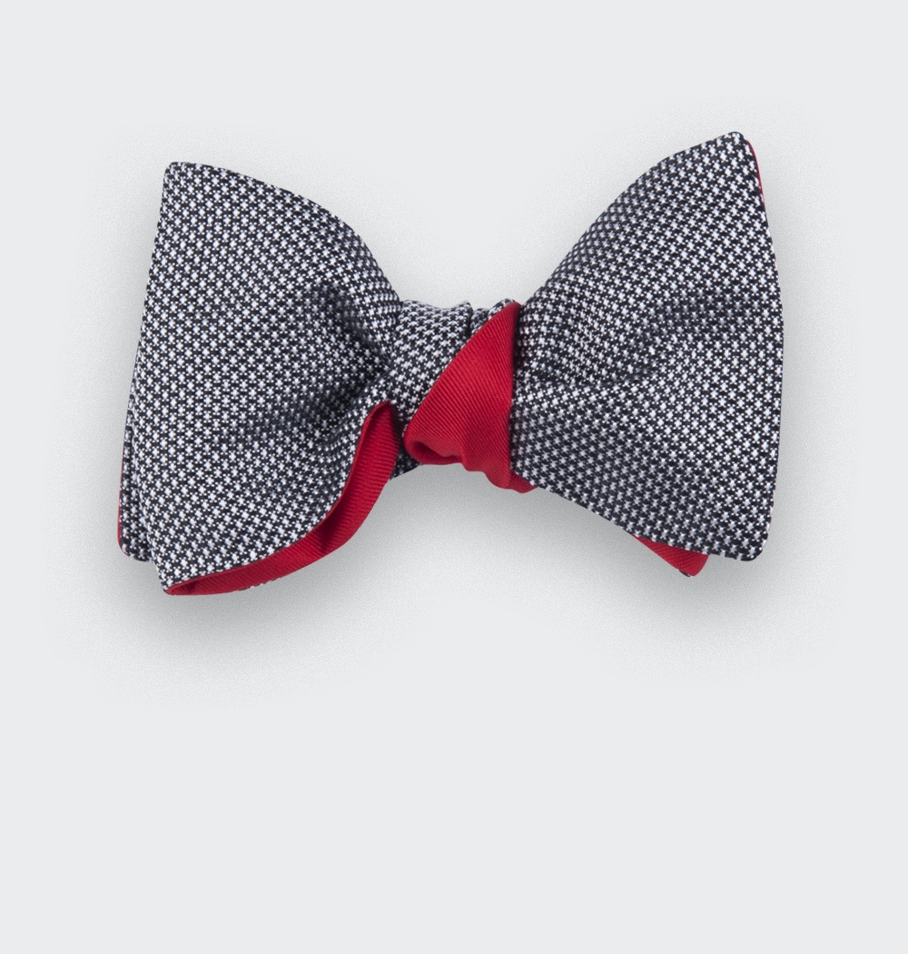 Black and white Woven Silk bow tie - silk - CINABRE Paris