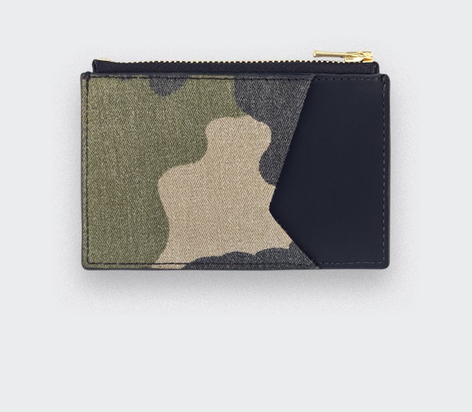 Porte cartes Opex Camo - cuir et coton vintage - CINABRE Paris