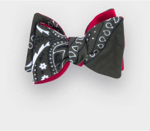 noeud papillon bandana kaki - coton - cinabre paris 