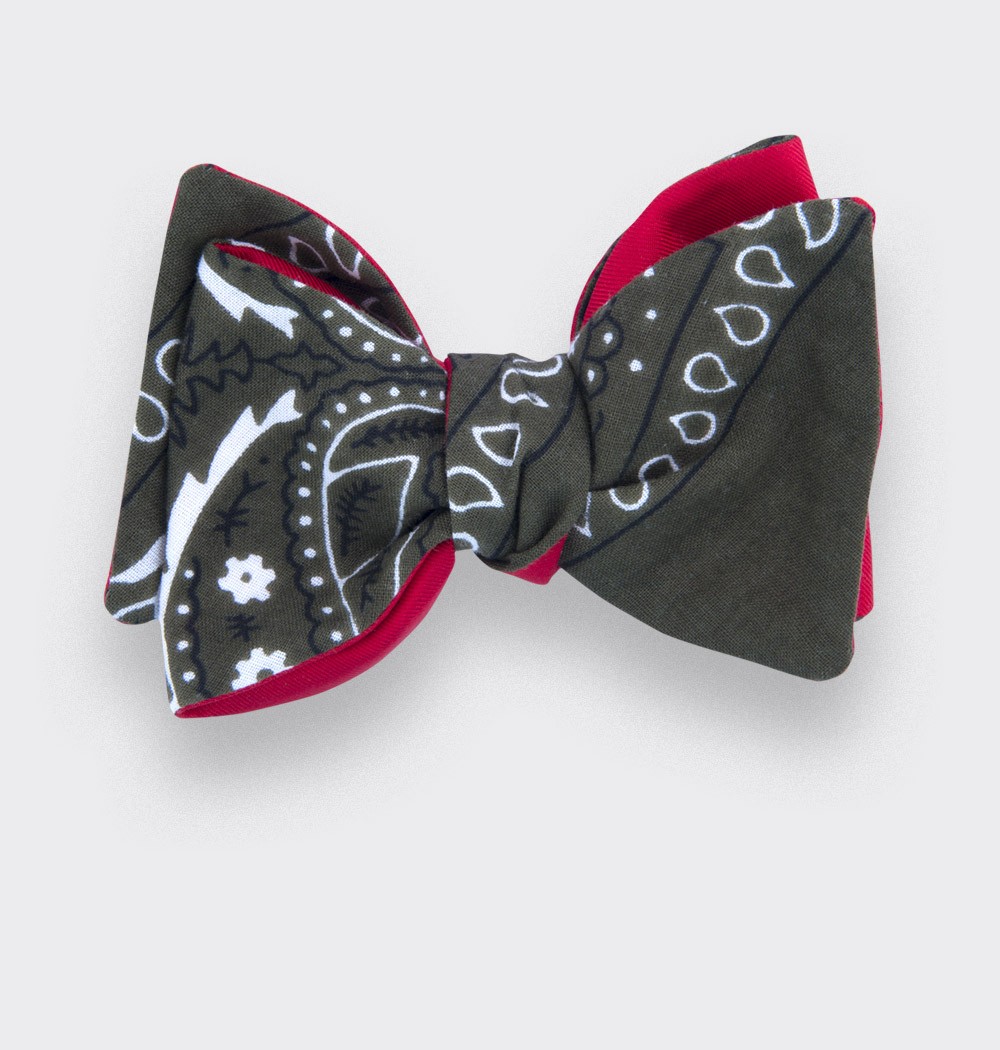 kaki bandana bow tie - cotton - cinabre paris 