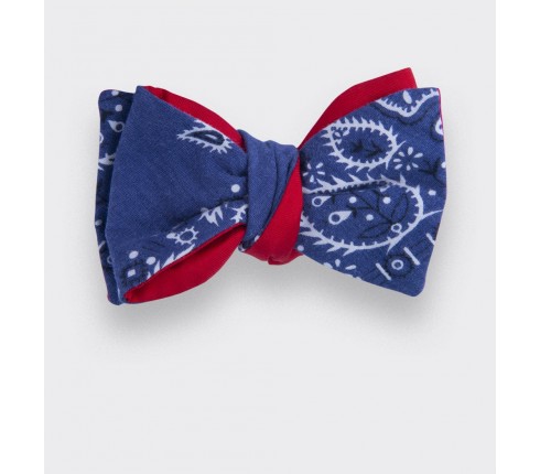 blue denim bandana bow tie - cotton - cinabre paris 