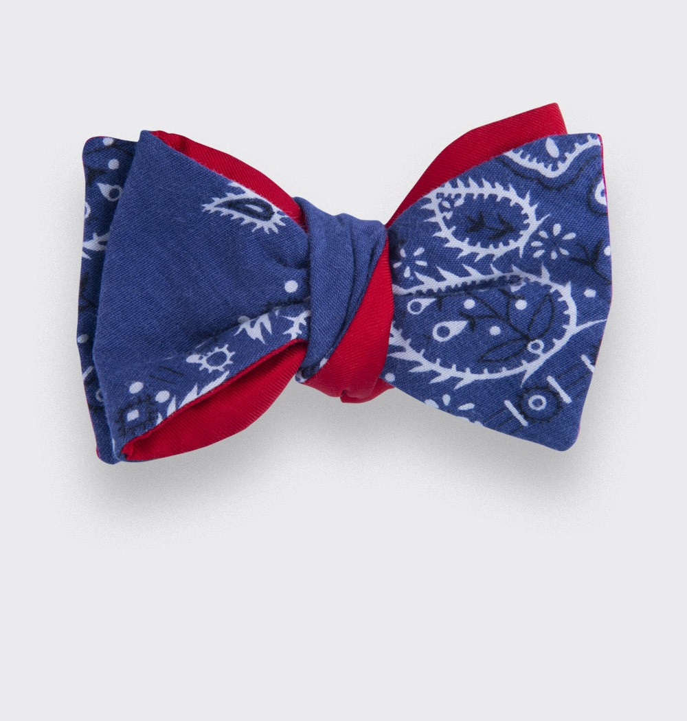 blue denim bandana bow tie - cotton - cinabre paris 