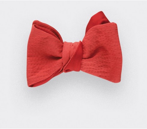 bow tie red seersucker - seersucker cotton and silk - CINABRE Paris