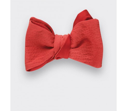 bow tie red seersucker - seersucker cotton and silk - CINABRE Paris