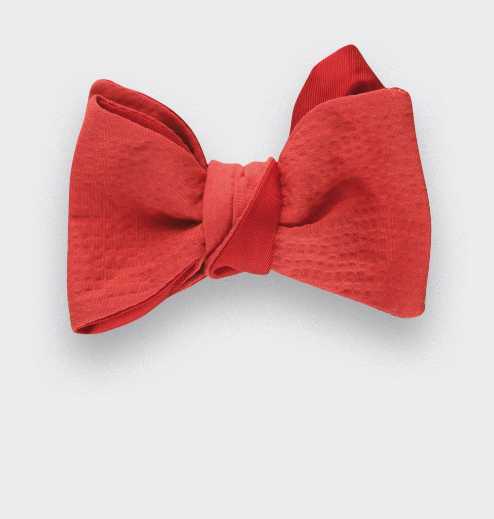 bow tie red seersucker - seersucker cotton and silk - CINABRE Paris