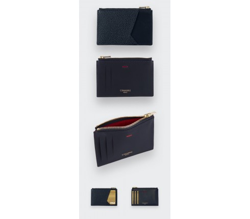 Black Card holder with black caviar leather - Cinabre Paris