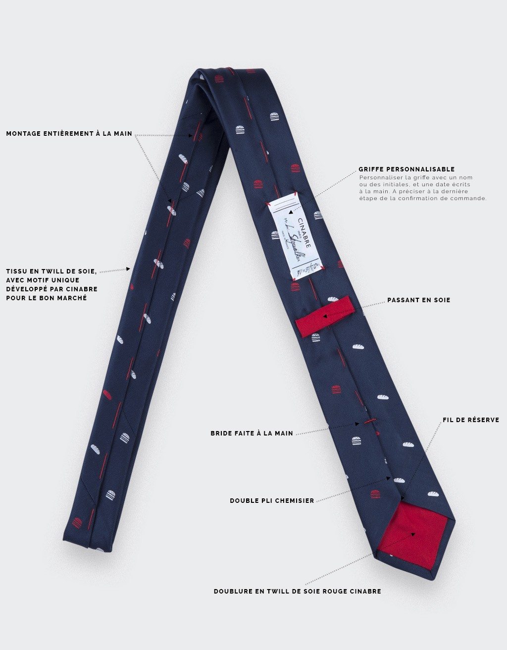 paris burger vs baguette tie - silk - cinabre paris 