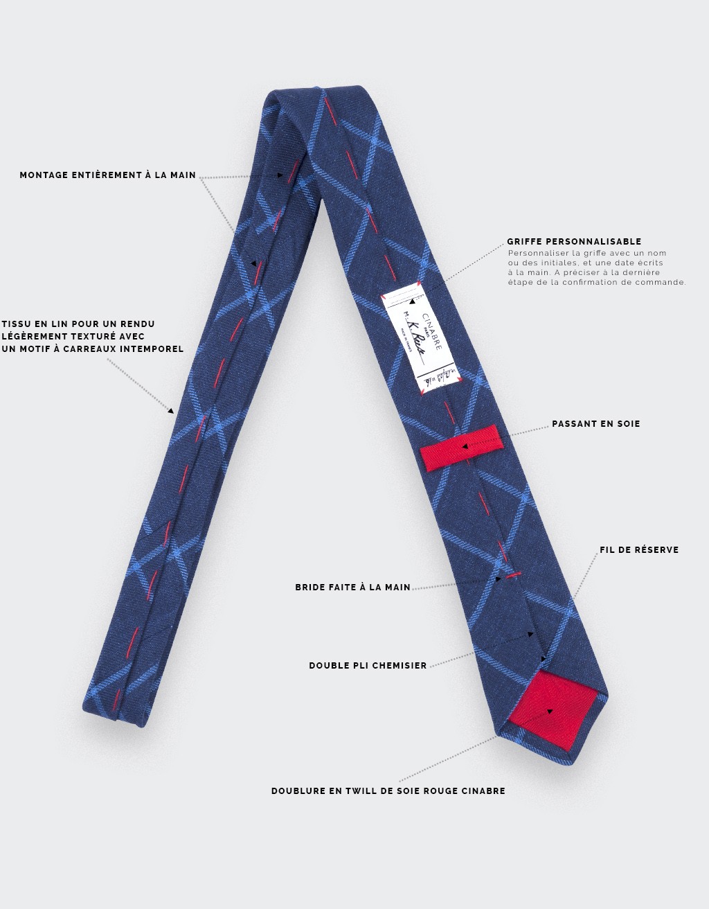 navy agay tie - linen - cinabre paris 