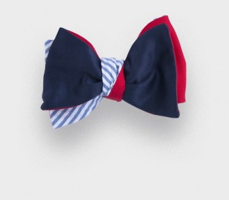 bow tie seersucker satin - silk and cotton - Cinabre Paris