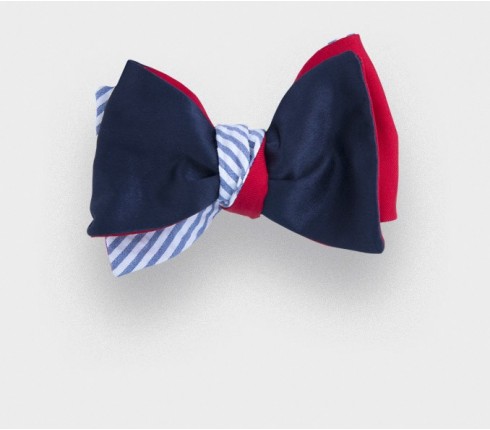 bow tie seersucker satin - silk and cotton - Cinabre Paris