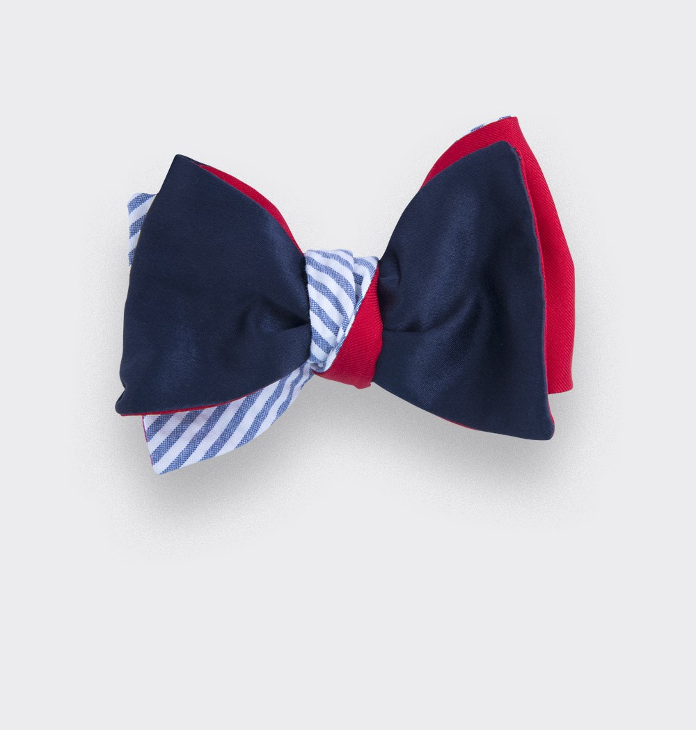 bow tie seersucker satin - silk and cotton - Cinabre Paris