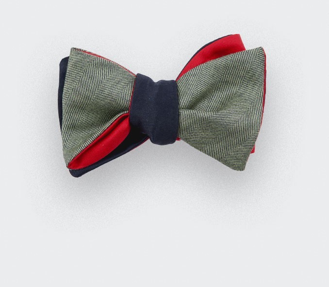 bow tie green parisian - silk wool - Cinabre Paris