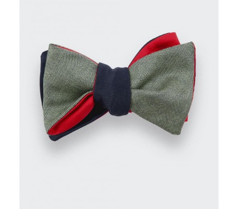 bow tie green parisian - silk wool - Cinabre Paris