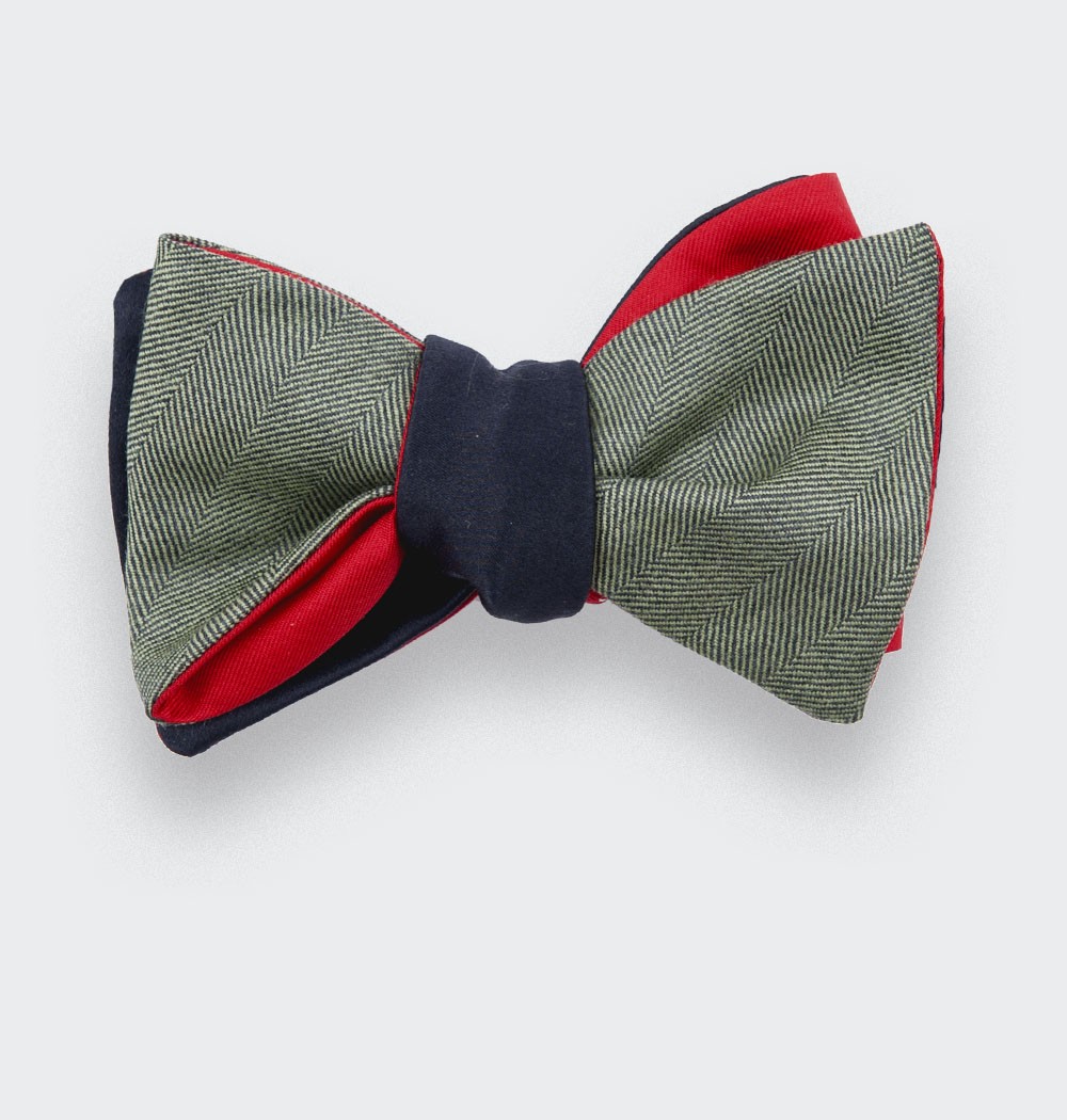 bow tie green parisian - silk wool - Cinabre Paris