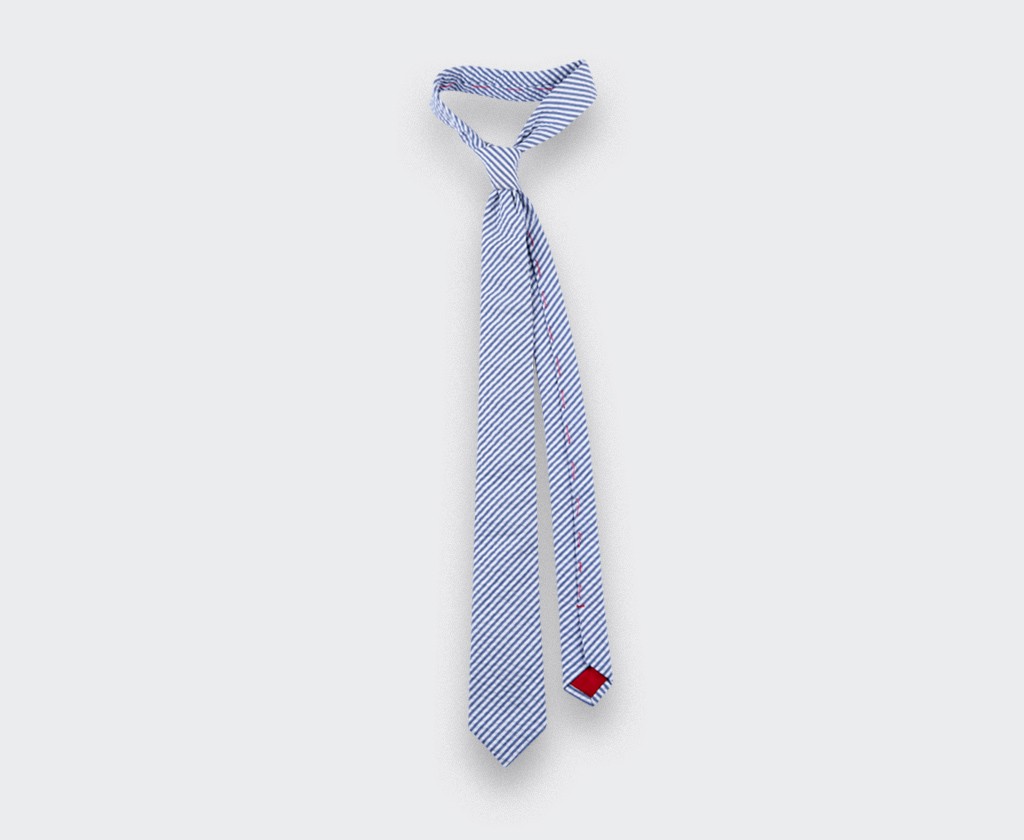 tie seersucker - cotton silk - cinabre paris