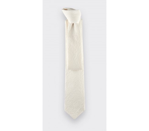 tie white seersucker - cotton and silk - CINABRE Paris