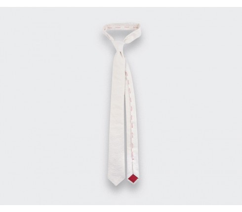 tie white seersucker - cotton and silk - CINABRE Paris