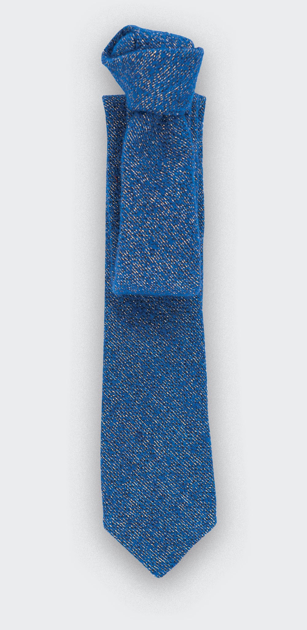 tie gold and blue 1001 Nuits - wool and lurex gold - cinabre paris