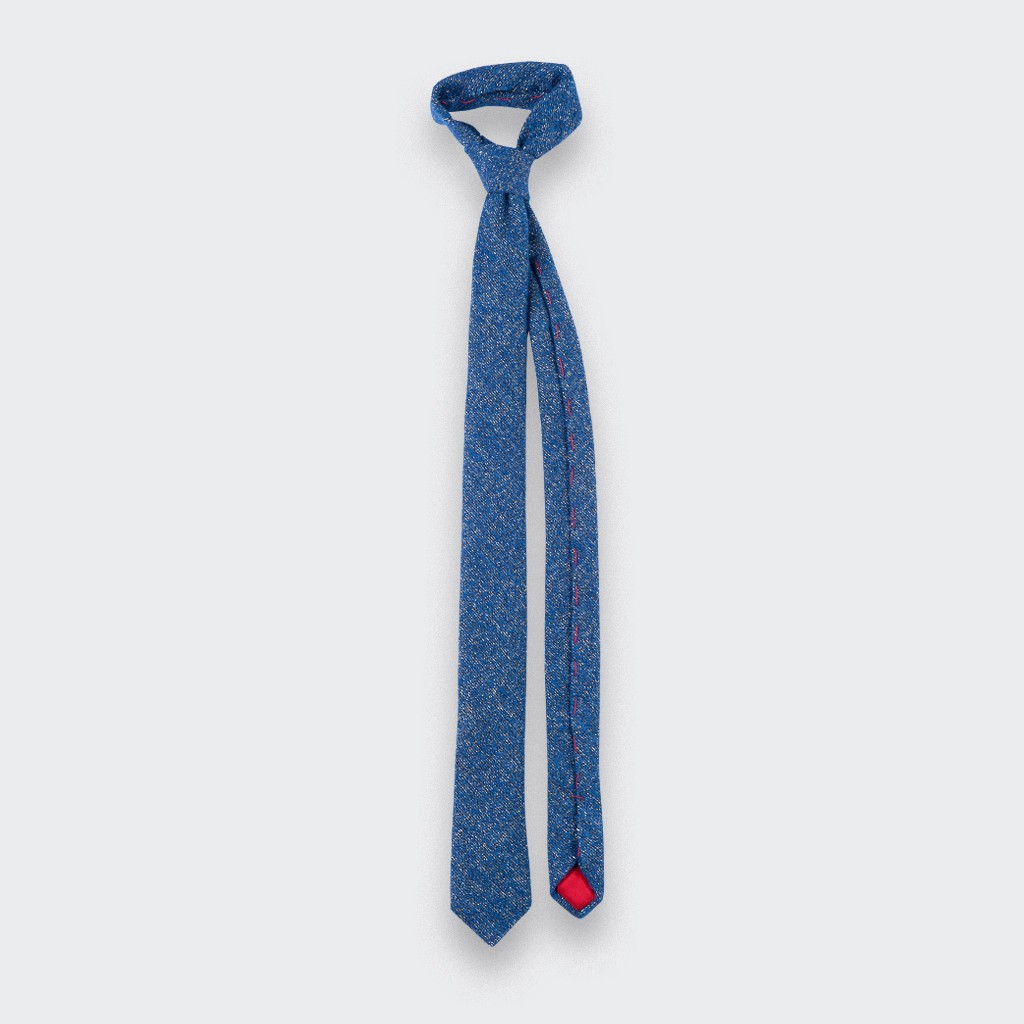 tie gold and blue 1001 Nuits - wool and lurex gold - cinabre paris