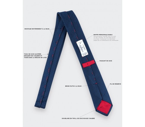 tie navy blue 3D - silk - cinabre paris