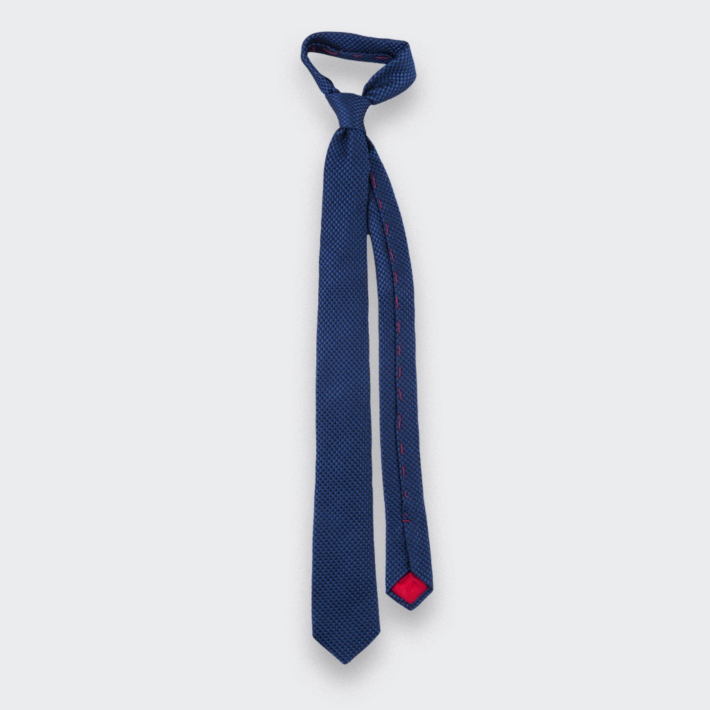 tie navy blue 3D - silk - cinabre paris