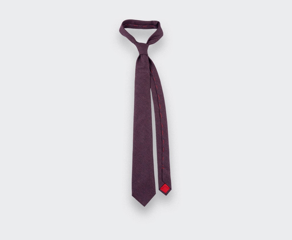 burgundy flannel tie - wool - cinabre paris