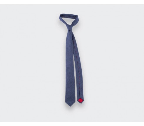 blue denim flannel tie - wool - cinabre paris