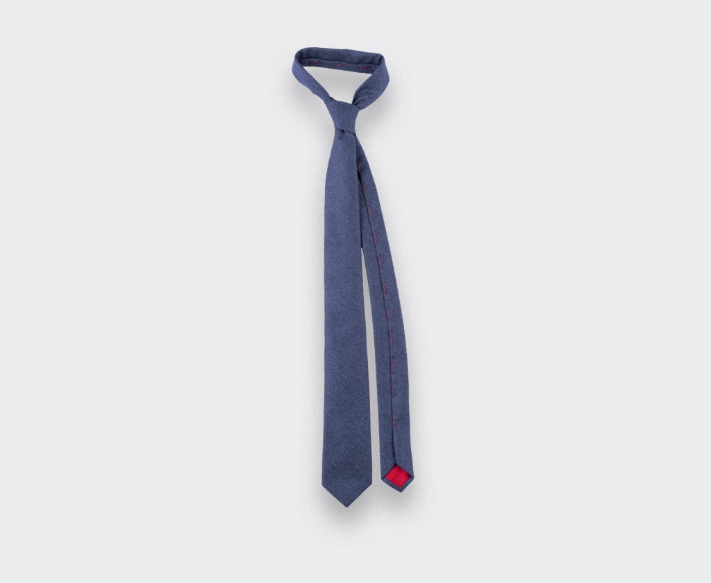 blue denim flannel tie - wool - cinabre paris